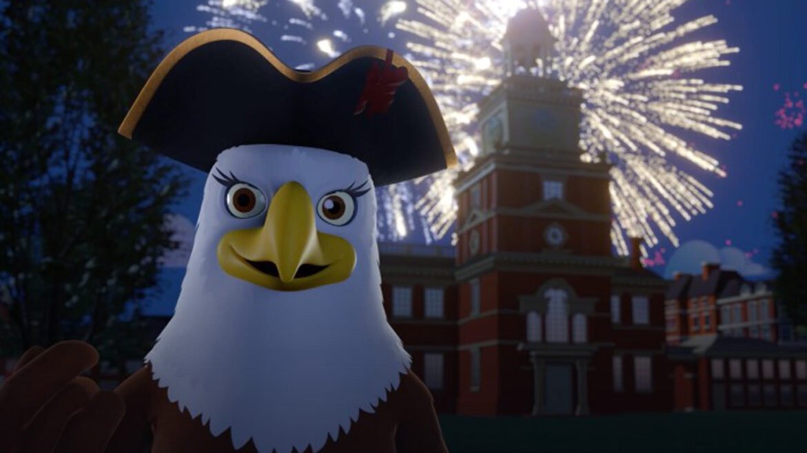 Image shows Liberty the Eagle from the movie "Star Spangled Adventures."
