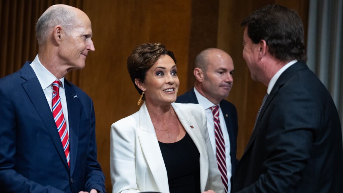Sen. Rick Scott and Kari Lake arrive for a Senate Foreign Relations Committee hearing.