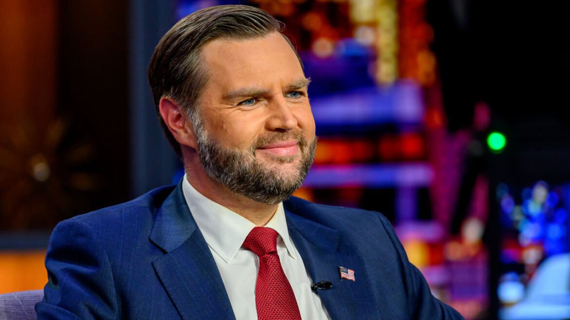 Close-up of a smiling JD Vance on the set of "Gutfeld!"
