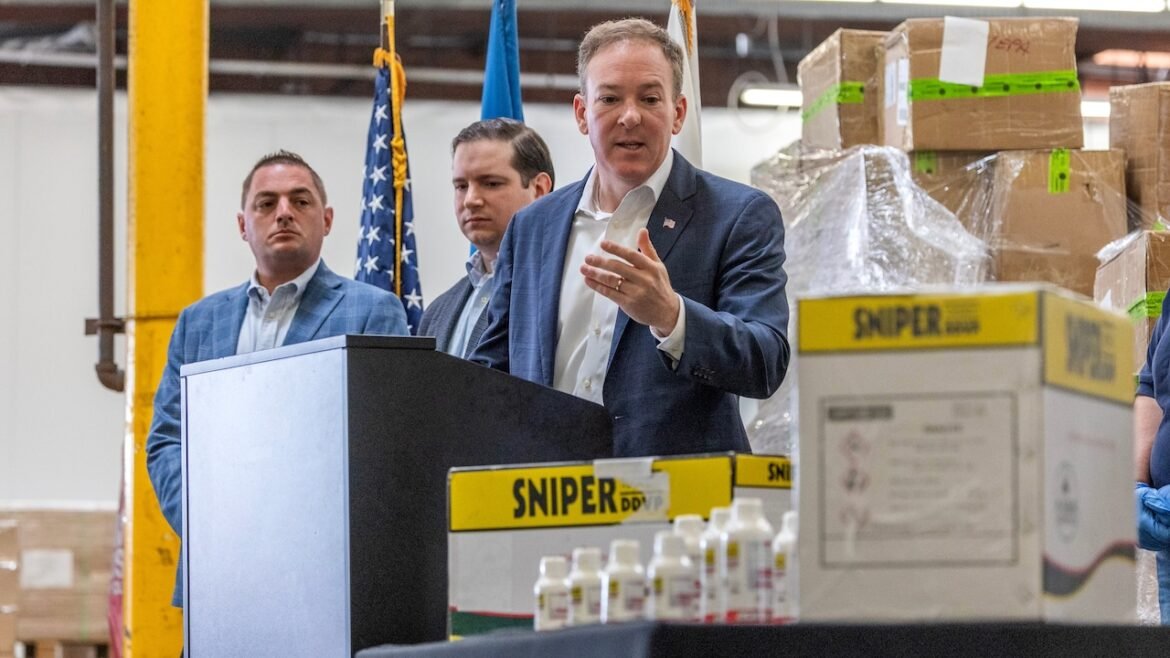 Environmental Protection Agency Administrator Lee Zeldin speaks at an event.