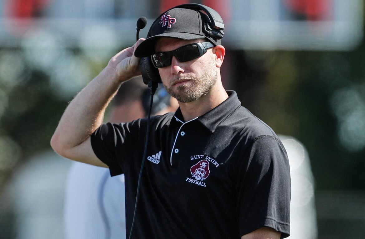 St. Peter's Prep head coach Rich Hansen III during the football game between St. Peter’s Prep and Delbarton at Caven Point Athletic Complex in Jersey City, NJ on 9/21/24.