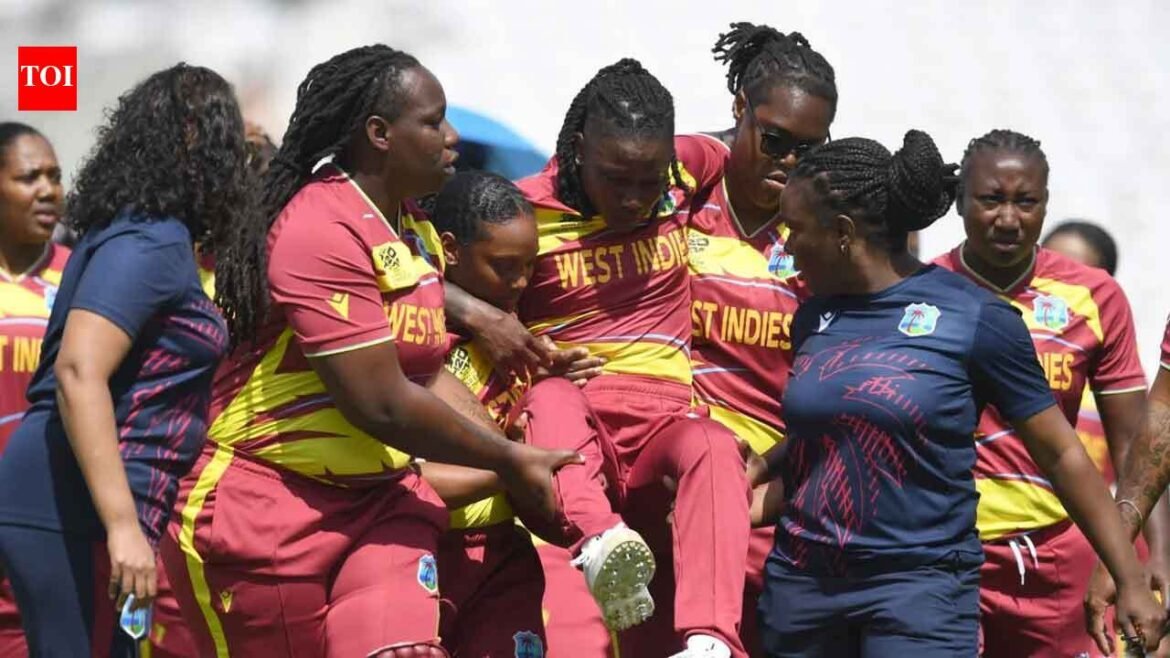 Scary scenes! Deandra Dottin carried off moments before Women's T20 World Cup semi-final - WATCH | Cricket News