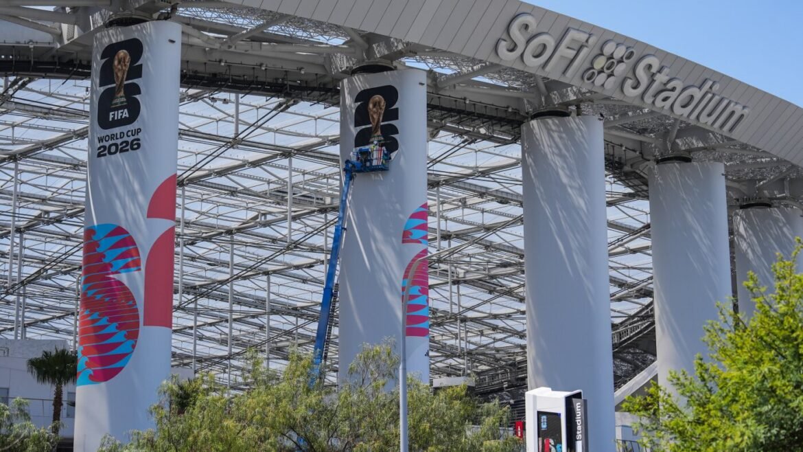 SoFi Stadium workers authorize strike ahead of World Cup : NPR