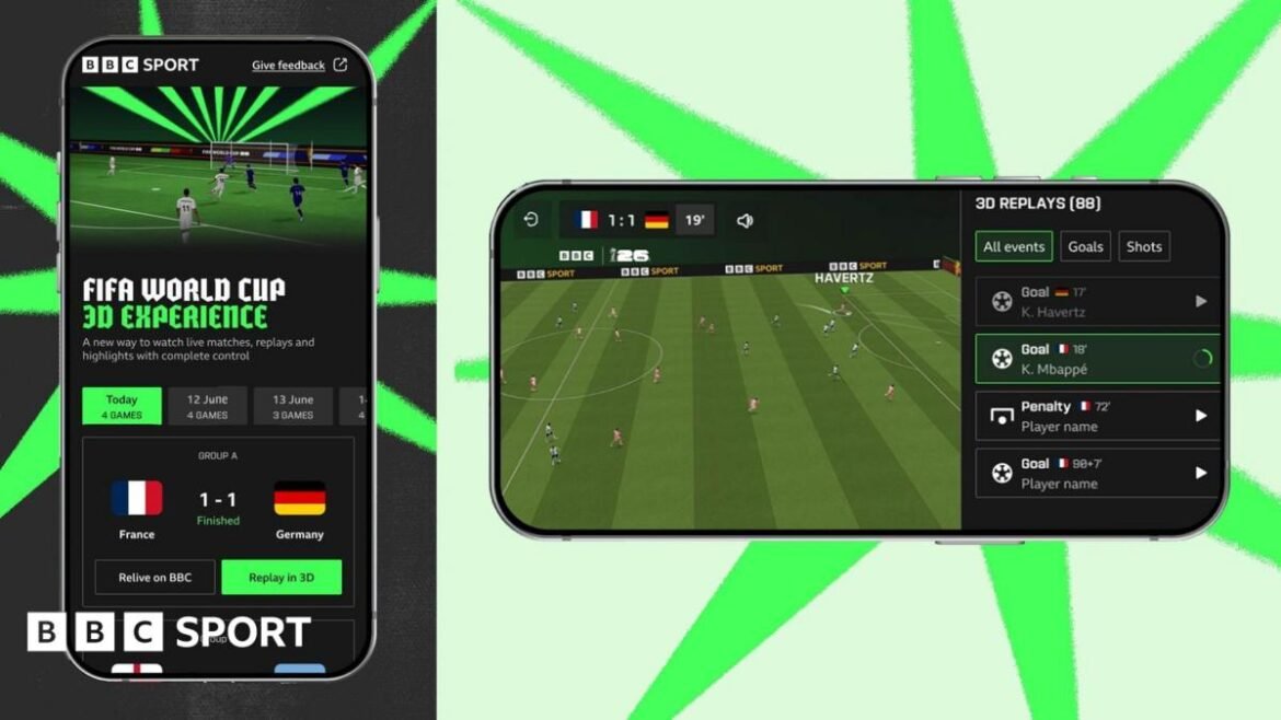 An illustration of BBC Sport's immersive 3D World Cup experience
