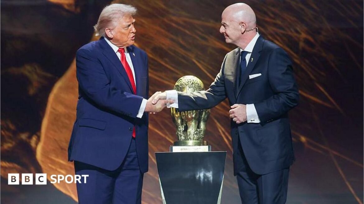FIFA president Gianni Infantino and US President Donald Trump shake hands during the World Cup's official draw