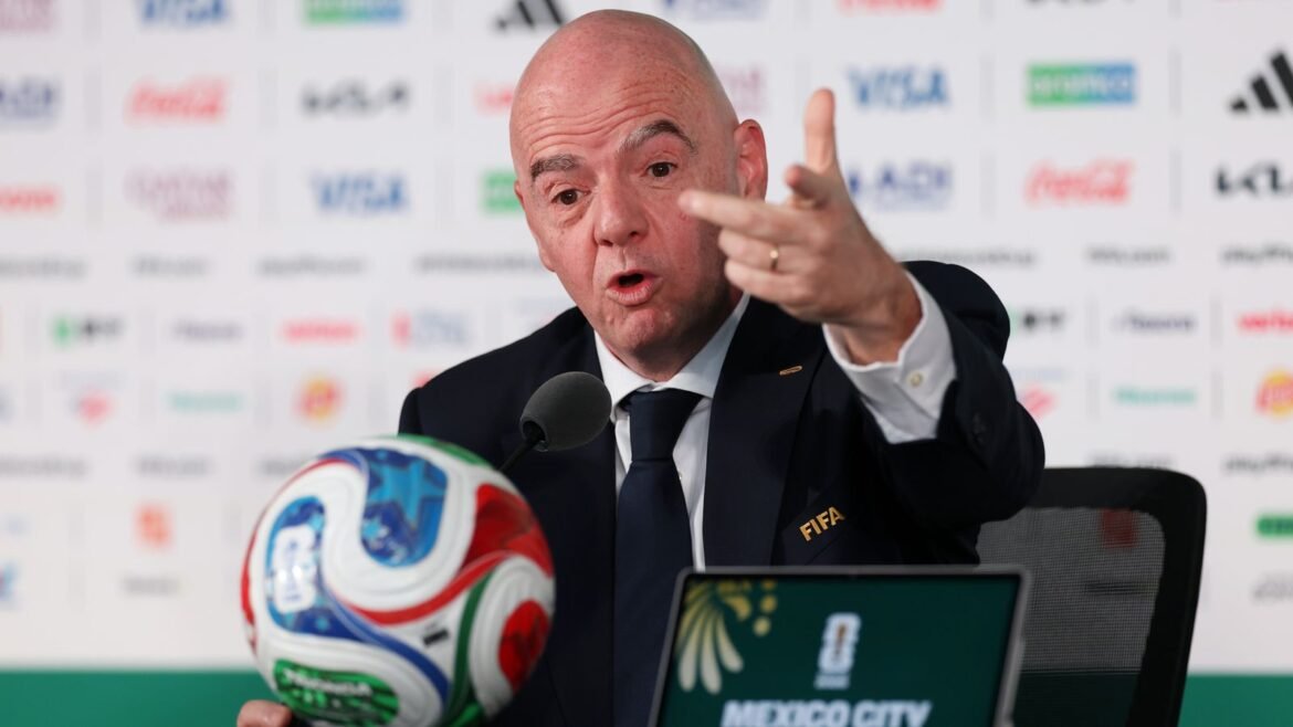 FIFA president Gianni Infantino speaking ahead of the World Cup