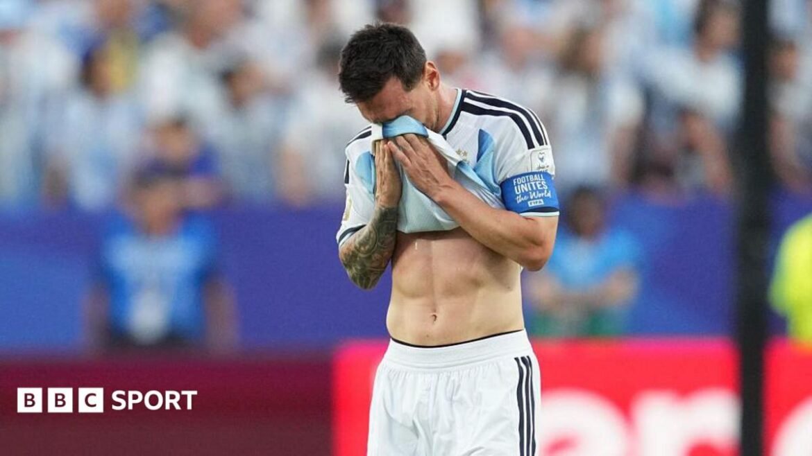 Messi was in tears following his first World Cup hat-trick against Algeria 