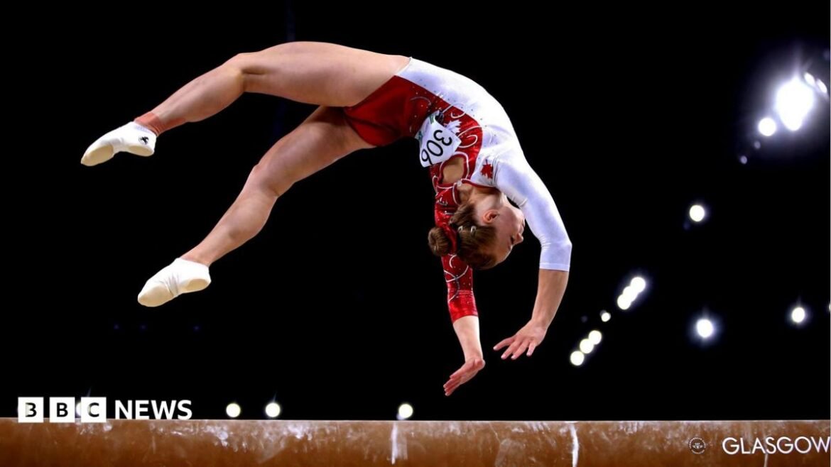 Gold medalist Elsabeth Black of Canada competes in the Women's Beam Final at SSE Hydro during day nine of the Glasgow 2014 Commonwealth Games in August 2014.