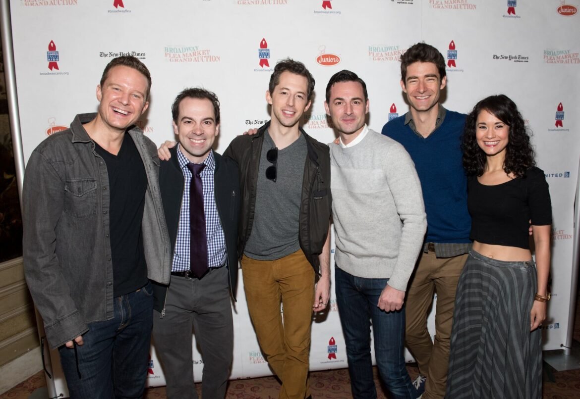 NEW YORK, NY - SEPTEMBER 25: Will Chase, Rob Mcclure, Josh Grisetti, Max Von Essen, Drew Gehling and Ali Ewoldt attend the 30th annual Broadway flea market and grand auction at Music Box Theatre on September 25, 2016 in New York City.  (Photo by Noam Galai/WireImage)