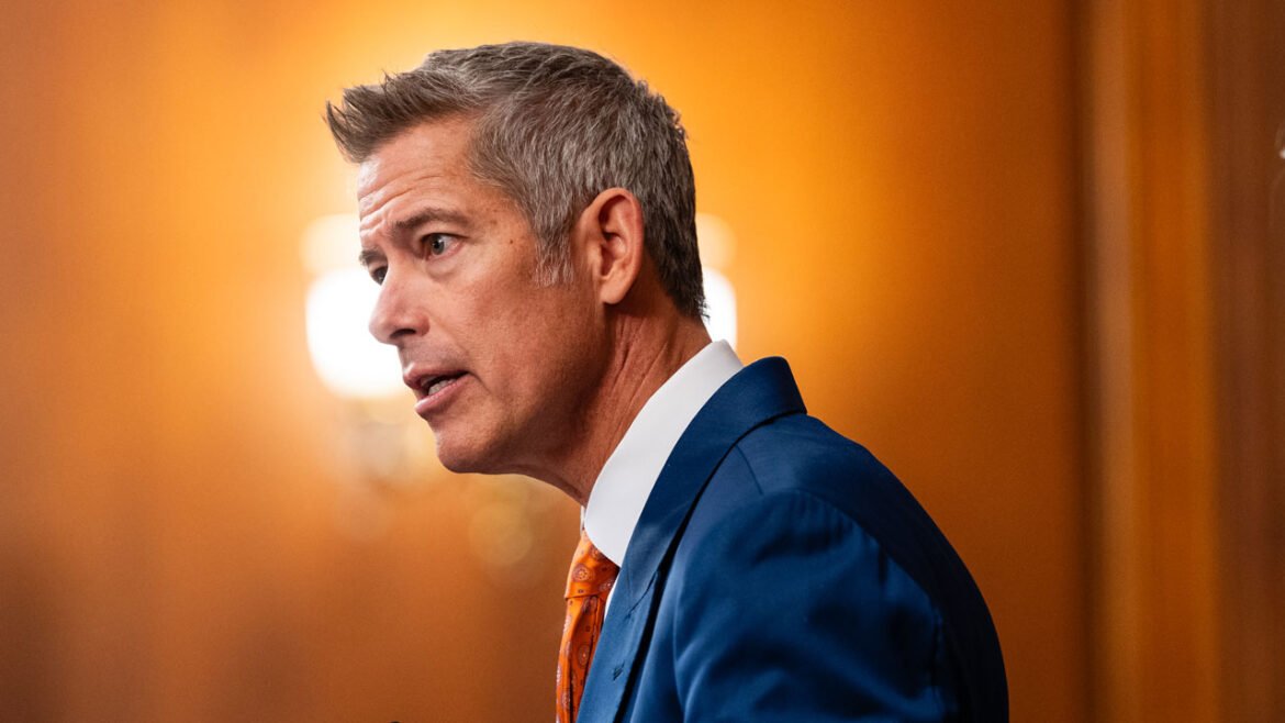 U.S. Secretary of Transportation Sean Duffy during a press conference.