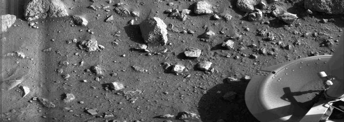 This historic image — the first from the surface of Mars