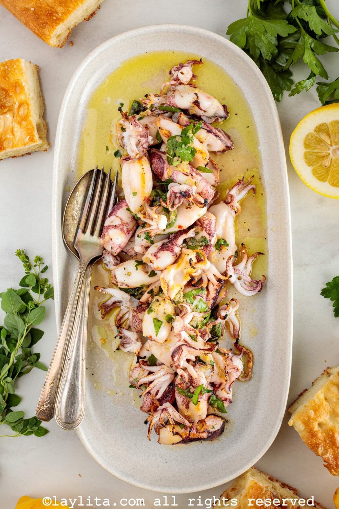 Grilled Squid with Lemon Herb Dressing – Laylita's Recipes