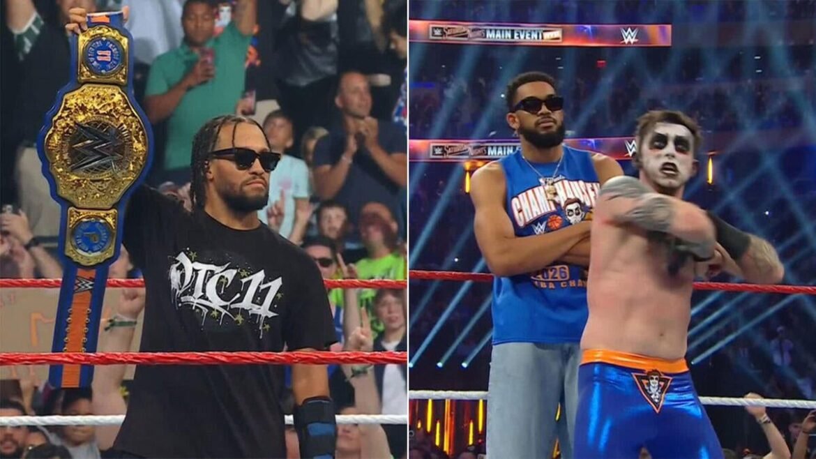 Jalen Brunson, Karl-Anthony Towns celebrate Knicks title with WWE in Madison Square Garden