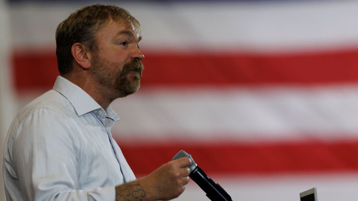 Democratic U.S. Senate candidate Graham Platner speaks at his Primary Election event on June 9, 2026.