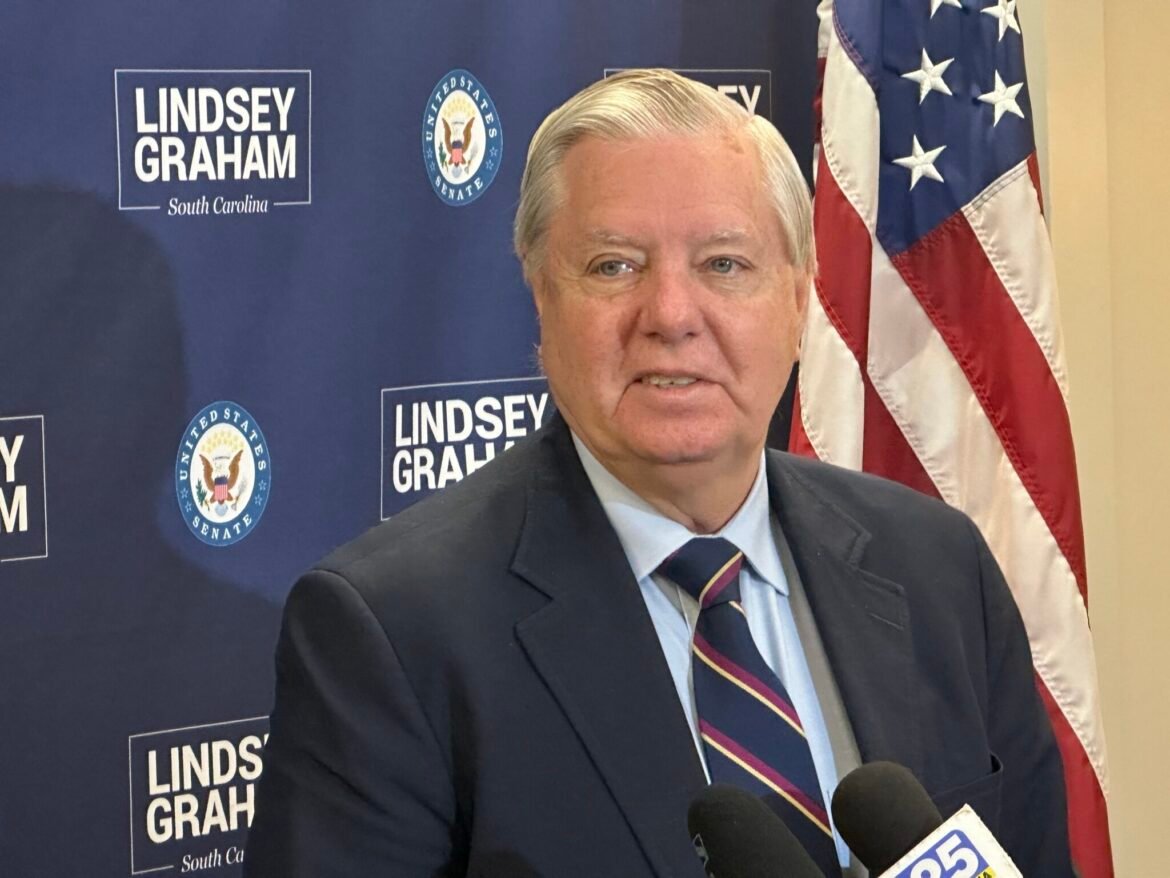 Sen. Lindsey Graham, R-S.C., speaks to reporters in Columbia, S.C., on Jan. 27, 2025. (File photo by Jessica Holdman/SC Daily Gazette)