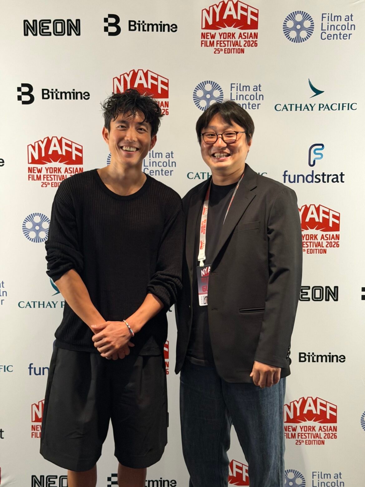 Justin H. Min and Kim Jin-yu pose together for New York Asian Film Festival