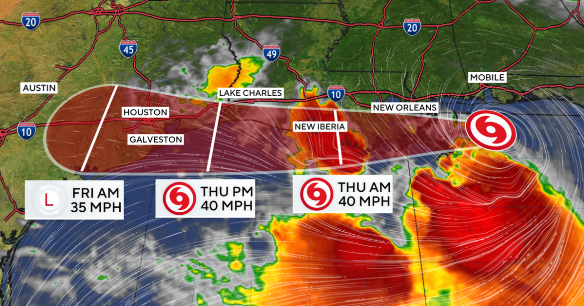 Tropical Storm Bertha impacting northern Gulf Coast. See forecast map and its path.