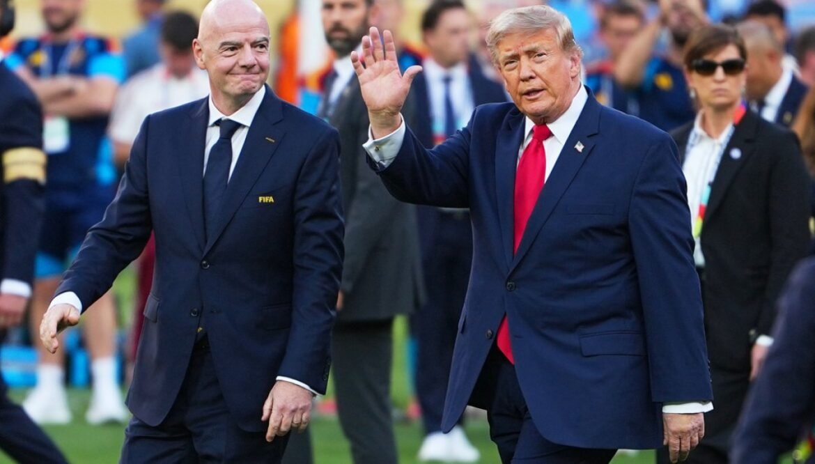 Trump joins World Cup winner Spain onstage during trophy ceremony: Photos