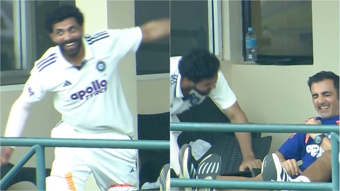 Ravindra Jadeja cracks up Gautam Gambhir during India's warmup match vs Sri Lanka XI. (Screengrabs: Sony Sports Network X)