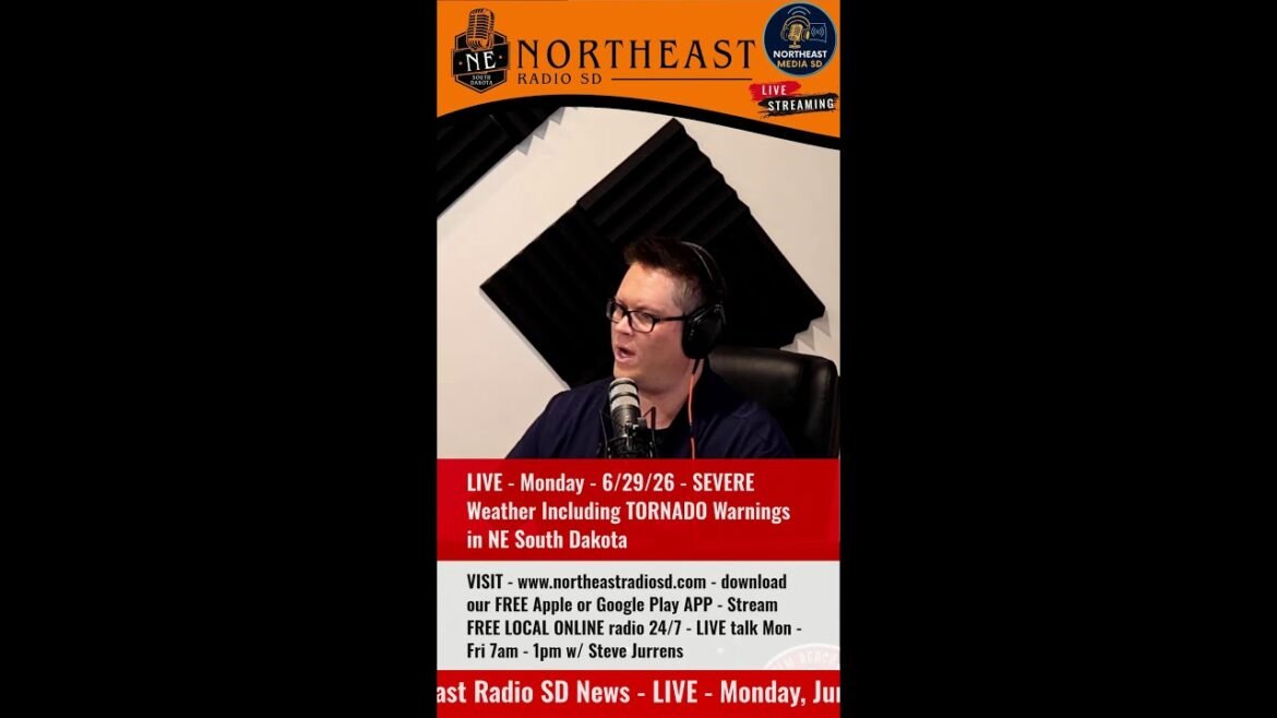 LIVE - Monday - 6/29/26 - SEVERE Weather Including TORNADO Warning in NE SD