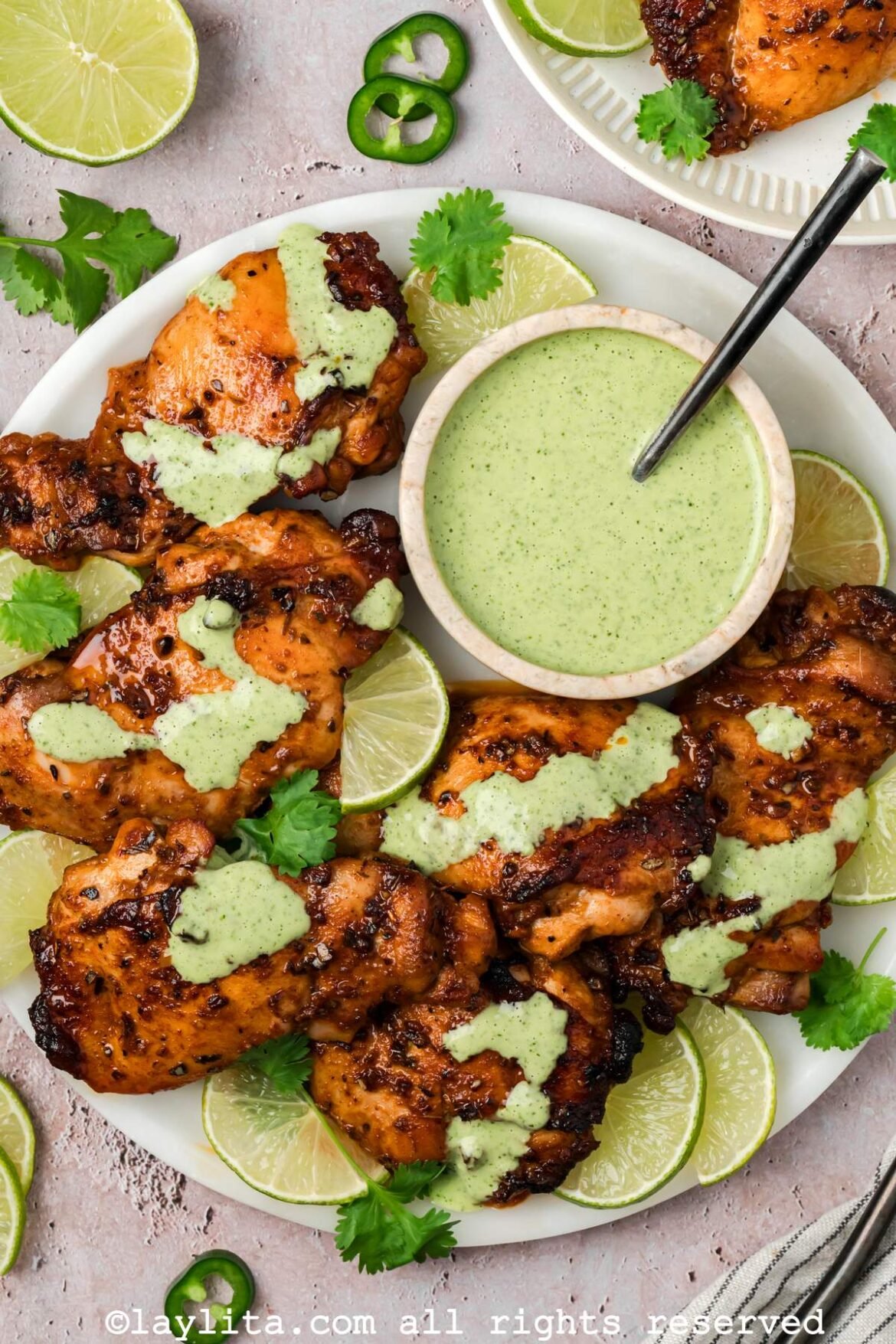 Peruvian Chicken Thighs with Ají Verde Green Sauce – Laylita's Recipes