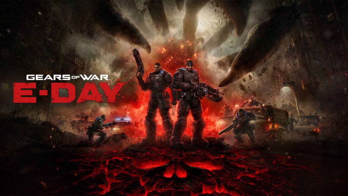 The titlecard for Gears of War: E-Day.