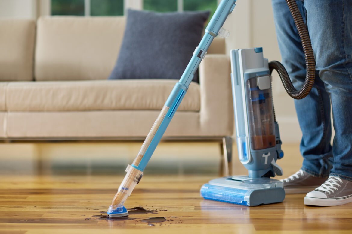 Shark AquaReach cleaning wood floors.
