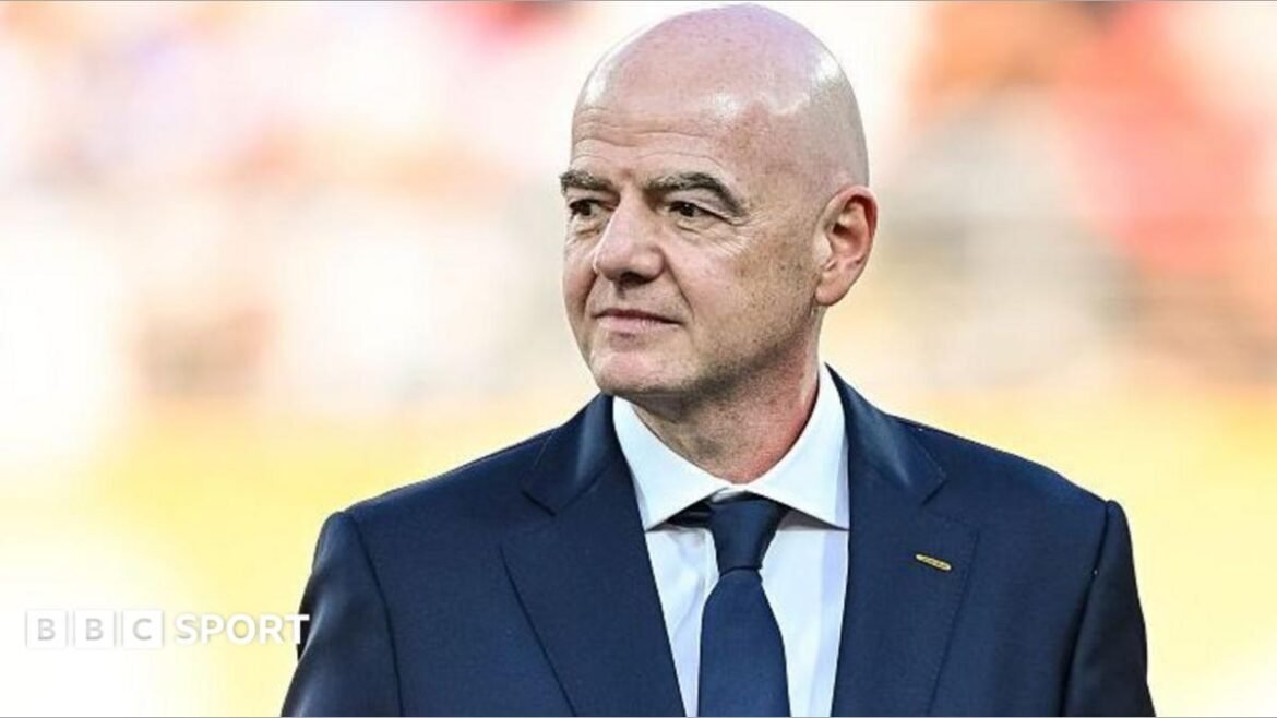 Gianni Infantino looks on during the World Cup 