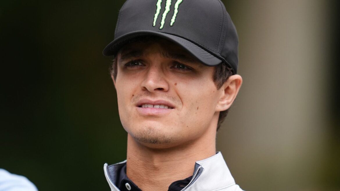 Norris watches on during the Pro-Am at Wentworth