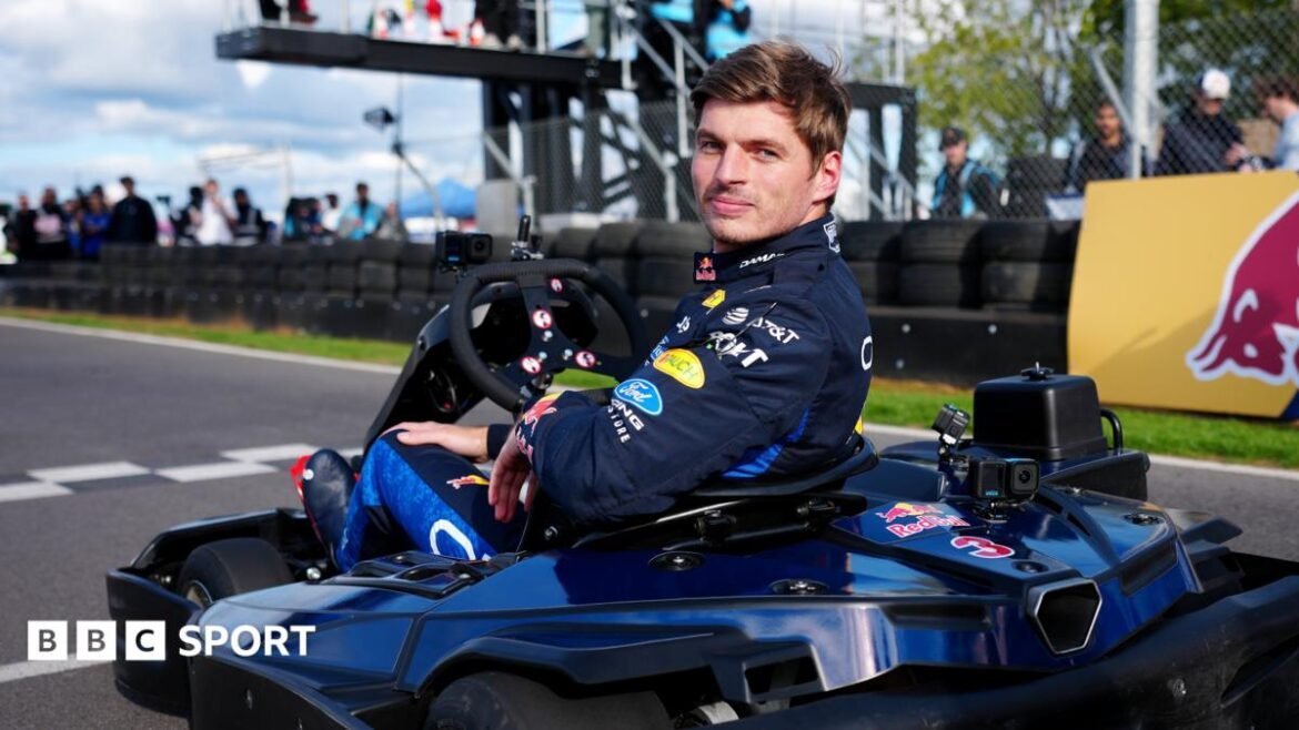 Red Bull's Max Verstappen in his go-kart at Silverstone
