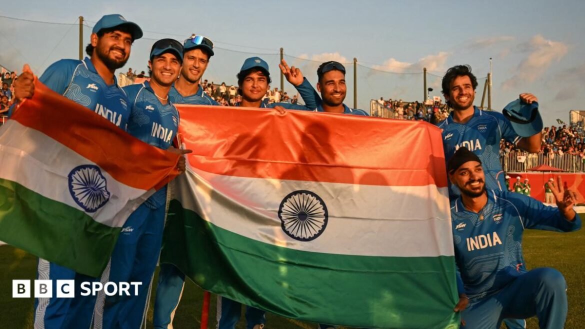 India players celebrate winning gold at 2026 Asian Games