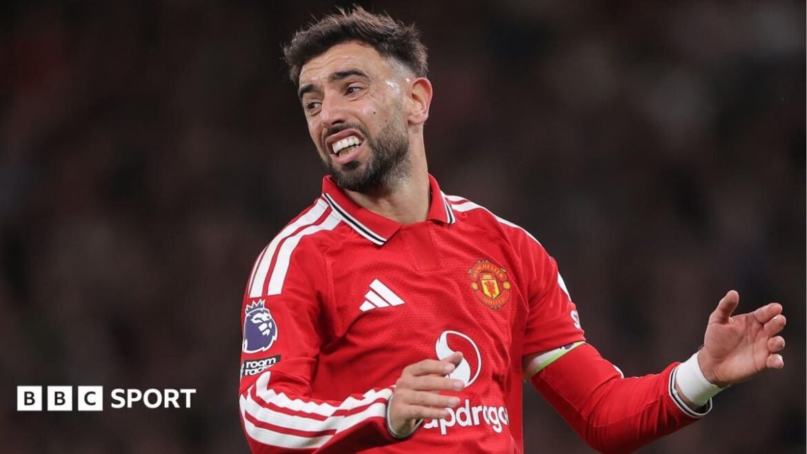 Manchester United skipper Bruno Fernandes rubbing his face after the 1-1 draw against Tottenham