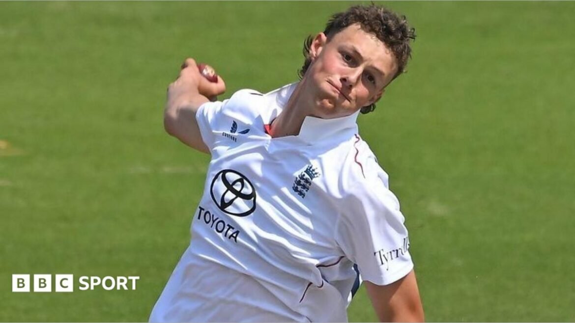 Charlie Harmison in action for England Under-19s