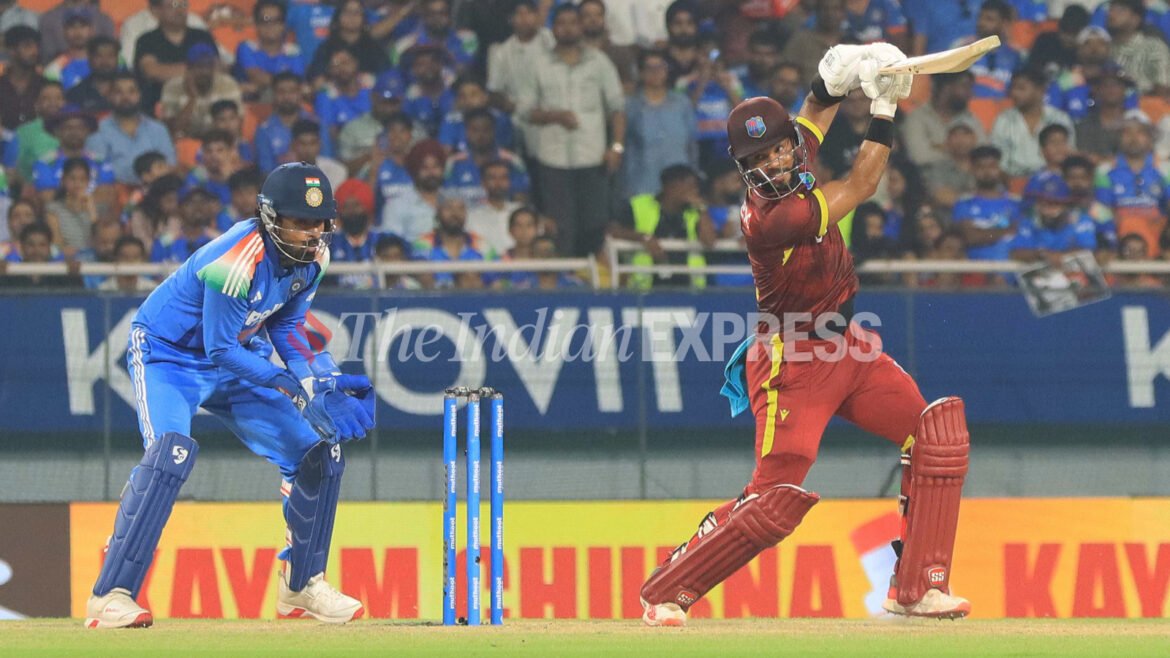Shai Hope played captain's knock, leading his team to a win with an unbeaten 162 vs India during 3rd ODI in New Chandigarh. (Express Photo by Kamleshwar Singh)