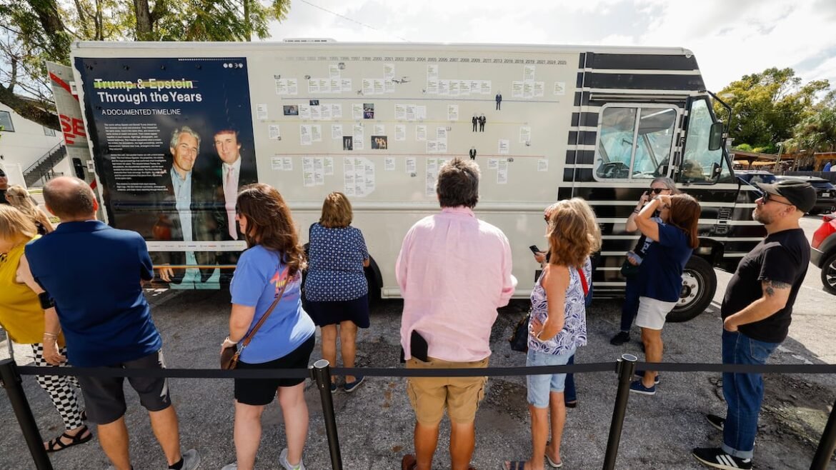 ‘Trump-Epstein’ bookmobile stops in Tampa carrying 2,500 pounds of Epstein files